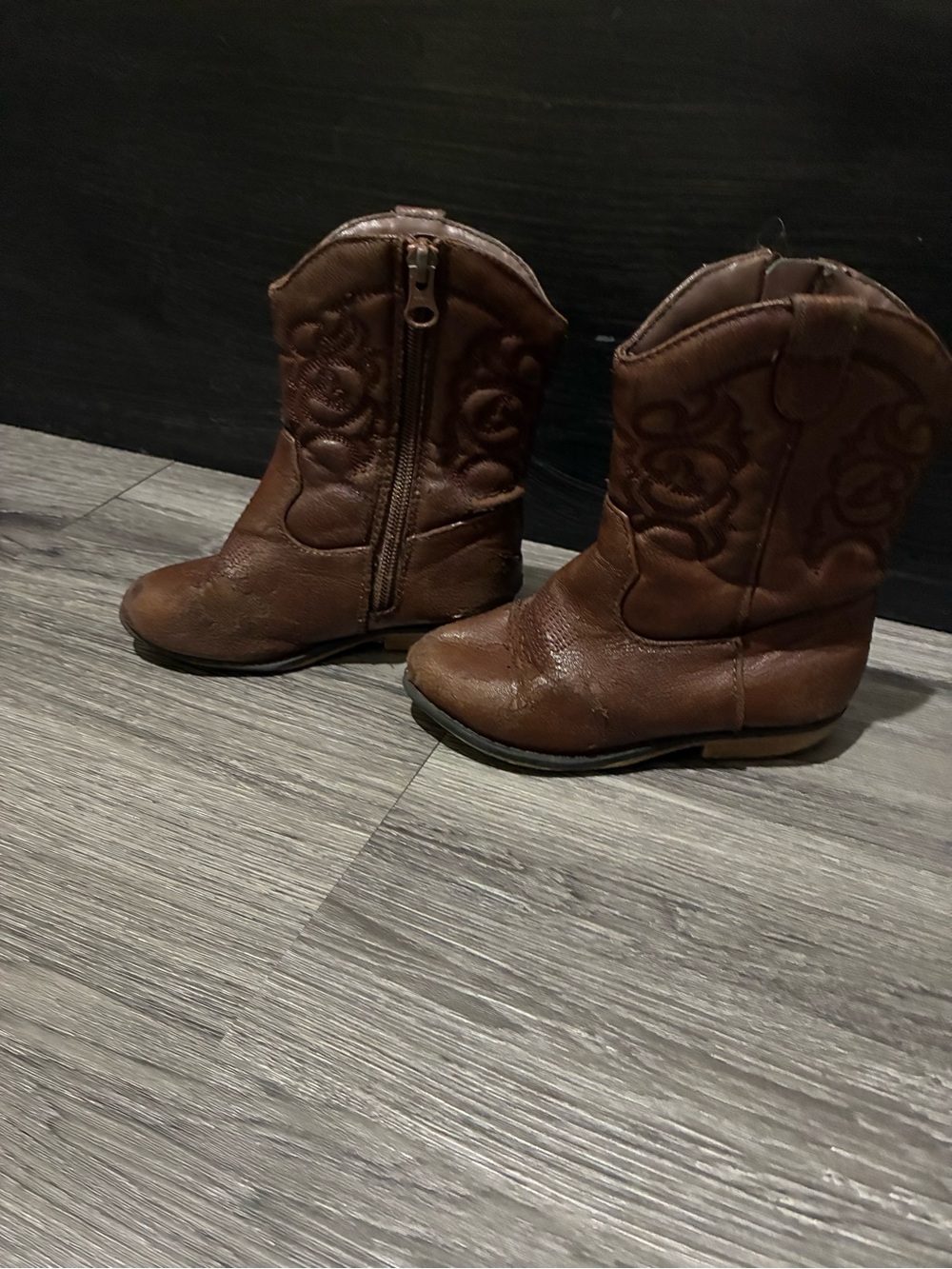 Cat & Jack Brown Kids Western Zip Booties